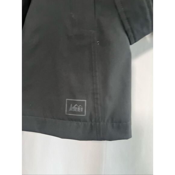 REI Co-Op La Selva Belted Rain Trench Coat Hooded Zip up Black Size L - Picture 8 of 12